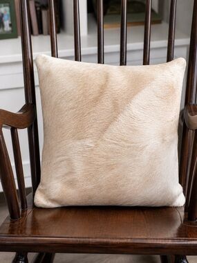 Genuine Cowhide Throw Pillow Hair-On-Hide Leather Back Western Ranch Decor 14x14